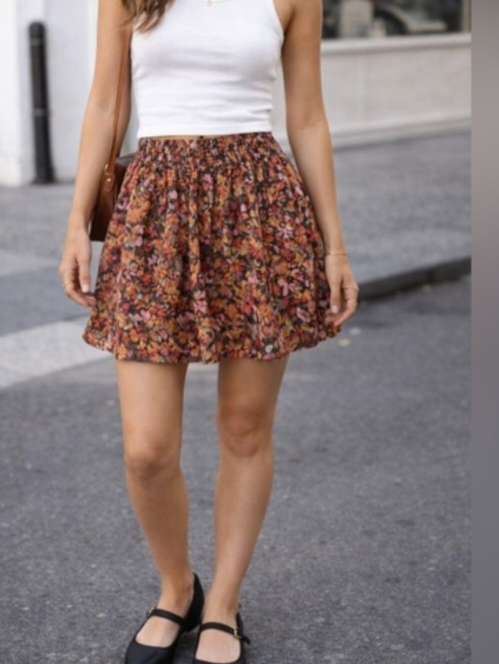 J Crew Brown  Floral Skirt 100% Cotton Woman Size 8